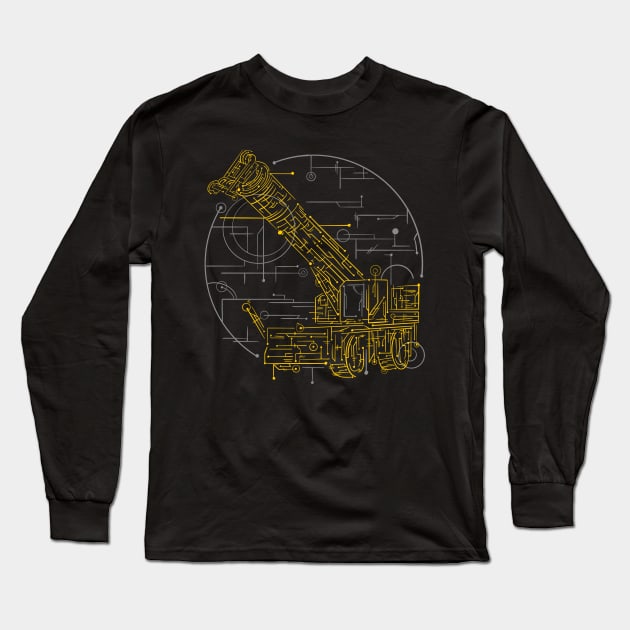 Mobile Cranes Geometric Long Sleeve T-Shirt by damnoverload